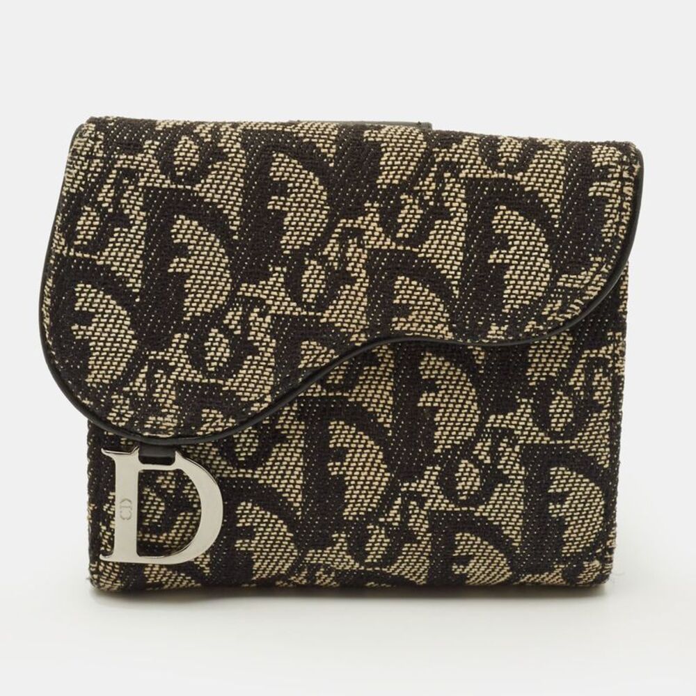 Dior Saddle Black Oblique Canvas And Leather French Wallet
